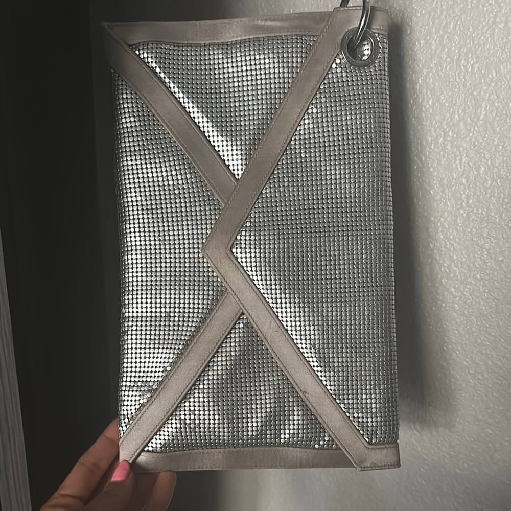 BCBGMaxAzria Metallic Silver Wristlet